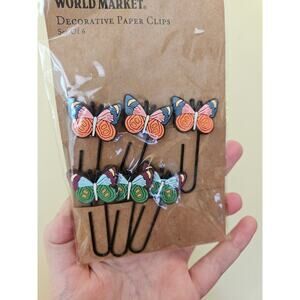 World Market DEcorative Paper Clips Butterfly / Butterflies Set of 6
